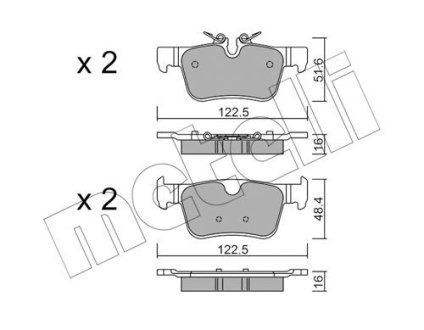 Колодки тормозные (задние) Volvo S60 III/S90 II/ V60 II/ XC60 II 16- Metelli 22-1121-0