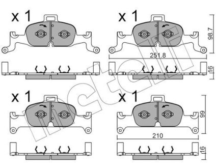 Колодки тормозные (передние) Audi A4 15-/A5 16-/A6 18-/A7 16-/Q5 16- Metelli 22-1126-0