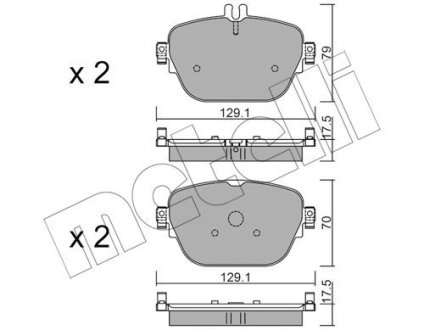 Колодки тормозные (задние) MB E-class (W213/S213/A238) 16-/GLC-class (X253/C253) 17- Metelli 22-1138-0