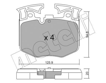 Колодки тормозные (передние) BMW 3 (G20) 18-/5 (G30/F90)/7 (G11/G12) 15- Metelli 22-1146-0