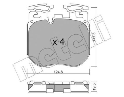 Колодки тормозные (передние) BMW 3 (G20)/5 (G30/F90)/7 (G11-12)/X5 (G05/F95)/X7 (G07) 15- B47B57/B58 Metelli 22-1147-0