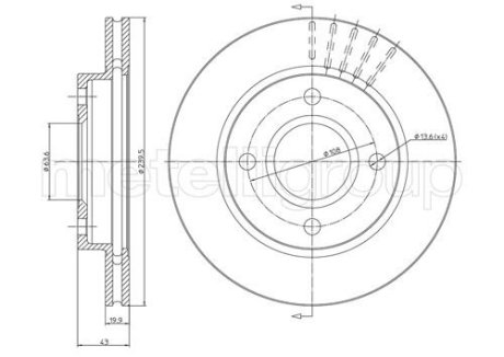 Диск гальмівний Mazda 121/Ford Fiesta/KA/Escort -03 (239.7x20) Metelli 23-0169