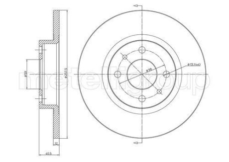 Диск тормозной (передний) Fiat Punto 94-09/Panda 12-/Alfa Romeo 146 94-00 (257.5x12) Metelli 23-0179