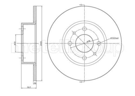 Диск гальмівний (задній) Alfa Romeo 164 87-98/Fiat Bravo/Stilo 01-14 (251x10) Metelli 23-0193C