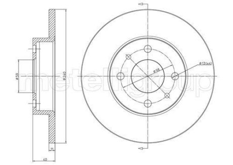 Диск тормозной (задний/передний) Fiat Panda 03-/Ford Ka 08- (240.5x10.9) Metelli 23-0232C