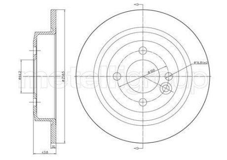 Диск тормозной (задний) Mini Cooper (R50/R53) 01- (259x9.9) Metelli 23-0667C