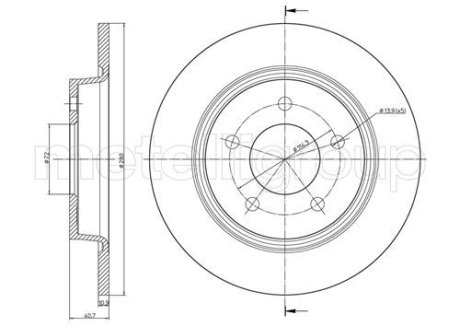 Диск тормозной (задний) Mazda 3-13/5 05- (280x11) Metelli 23-0750C