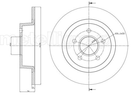 Диск гальмівний (задній) Ford Tourneo Connect/Transit Connect 02-13 (277x11) (з покриттям) (повний) Metelli 23-0761C