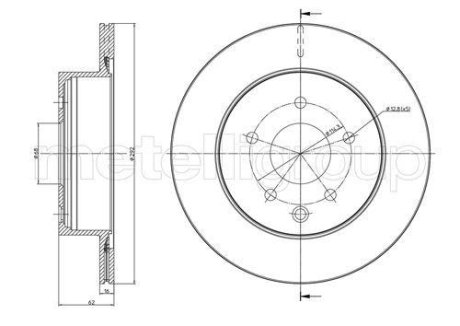 Диск тормозной (задний) Nissan Leaf 10-/Juke 14-/Qashqai 07-13/X-Trail 01-13 (292x16) (с покр)(вент) Metelli 23-0797C