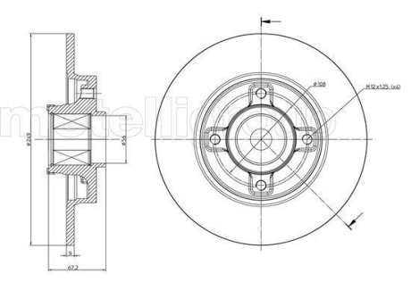 Диск тормозной (задний) Citroen C4/Peugeot 307 05- (249x9) (с подшипником) Metelli 23-0827