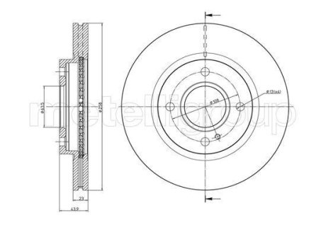 Диск гальмівний (передній) Ford Fiesta 08-/KA+ 16- (258x23) Metelli 23-0975C
