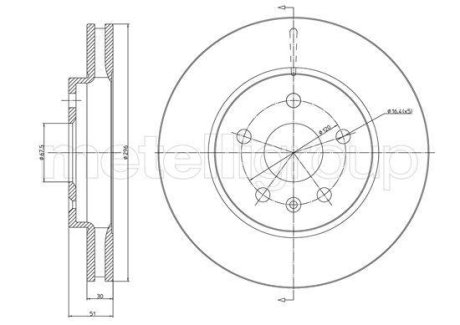 Диск тормозной (передний) Opel Insignia A 08-17 (296x30) Metelli 23-1006C