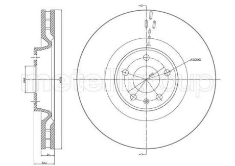 Диск тормозной (передний) Audi A6/A7 Sportback 10- (356х34) Metelli 23-1085C