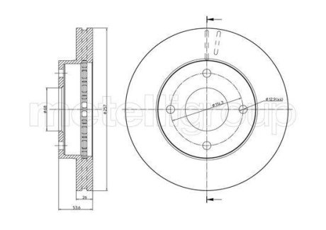 Диск тормозной (передний) Nissan NV200 10- (257x26) Metelli 23-1303