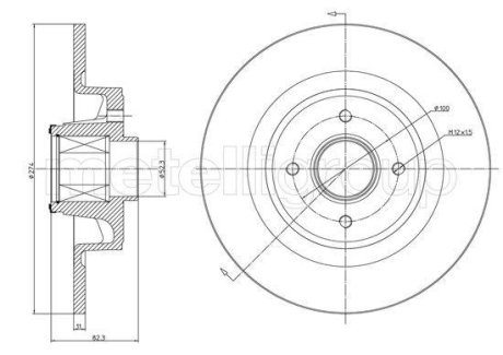 Диск тормозной (задний) Renault Scenic II 03- (274x11) (с подшипником) Metelli 23-1457