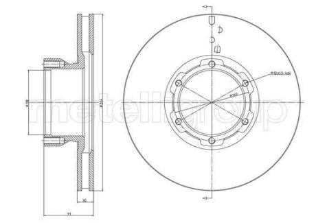 Диск тормозной (передний) MB Vario 17.5" 96- (324x30) (вентилируемый) Metelli 23-1714