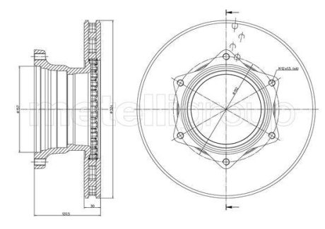 Диск тормозной (задний) MB Vario (324х30) 17.5" (вентилируемый) Metelli 23-1729