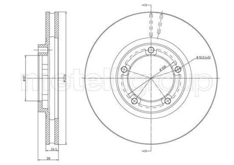 Диск гальмівний Mitsubishi L300/L400/Hyundai H-1/H200 1.6-3.0 90-13 (253.2x24) Metelli 23-1748