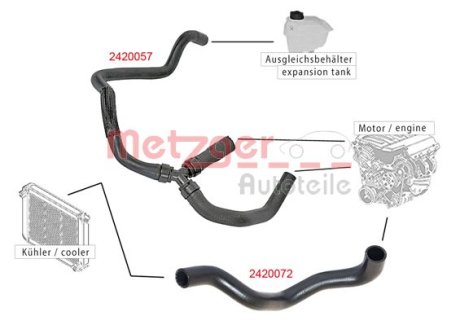 Патрубок системи охолодження гумовий з фітингами METZGER 2420057