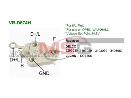 Регулятор напруги генератора MOBILETRON VR-D674H