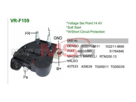 Регулятор напруги генератора MOBILETRON VR-F159 (фото 1)