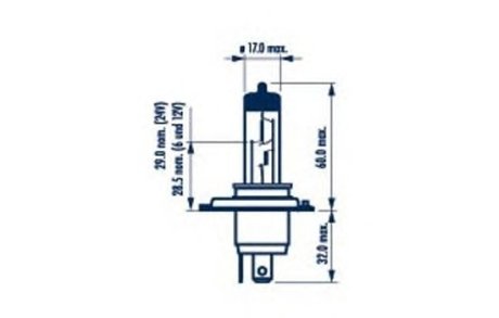 Автолампа H4 60/55W P43t RP50+ 12V 60/55W P43t Cart NARVA 48861