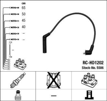 Комплект дротів запалювання (вир-во) NGK RC-HD1202