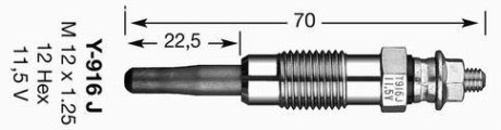 5906 (D-Power 6) - Свічка розжарювання NGK Y-916J