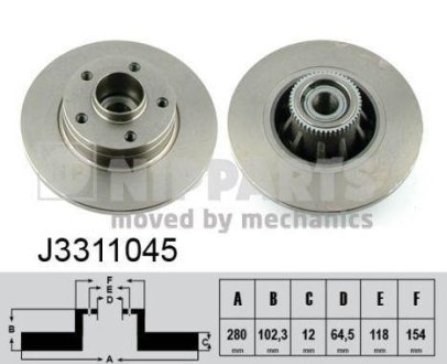 Гальмівні диски з підшипником NIPPARTS J3311045