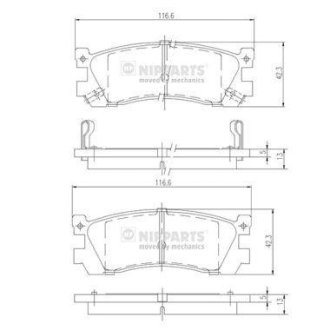 Тормозные колодки дисковые NIPPARTS J3613005