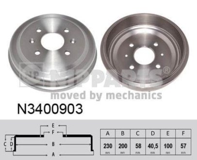 Тормозные барабаны высота 57mm NIPPARTS N3400903