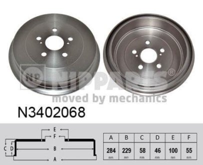 Гальмівні барабани NIPPARTS N3402068 (фото 1)