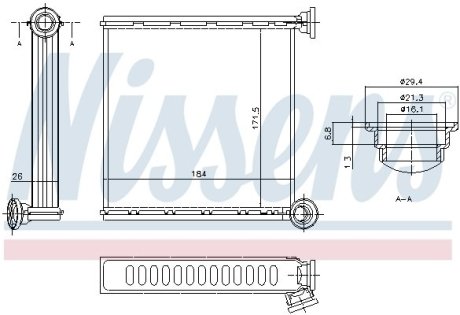 Радиатор системы обогрева салона NISSENS 73980