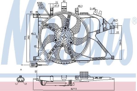 OPEL Вентилятор радіатора двиг. (з системою кондиц.) CORSA C 1.6-1.8 00-, COMBO 1.3-1.6 01- NISSENS 85196
