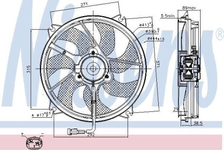 CITROEN Вентилятор радіатора C5 I, C8, Jumpy, Fiat Scudo, Peugeot 807, Expert 1.8/2.0/2.0HDI 01- NISSENS 85606