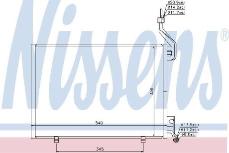 FORD Радіатор кондиціонера (конденсатор) FIESTA 1.6 D 08- (540x358x16) NISSENS 940107