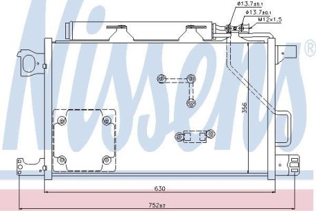 MERCEDES Радіатор кондиціонера (конденсатор) з осушувачем W203 CDI 200-270 04- (630x356x16) NISSENS 94857