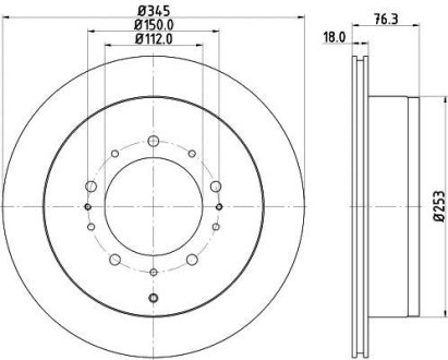 ДИСК ГАЛЬМIВНИЙ ЗАДНIЙ Toyota Land Cruiser 4.5, 4.6, 4.7, 5.7 (08-) NISSHINBO ND1029K