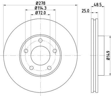 Диск тормозной передний Mazda 3, 5 1.6, 1.8, 2.0, 2.2 (05-) NISSHINBO ND5001K