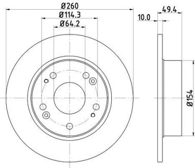 ДИСК ГАЛЬМIВНИЙ ЗАДНIЙ Honda Accord 2.0, 2.2, 2.4 (03-08) NISSHINBO ND8004K