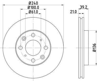 ДИСК ГАЛЬМIВНИЙ ПЕРЕДНIЙ Honda Jazz 1.2, 1.3, 1.5 (02-08) NISSHINBO ND8022