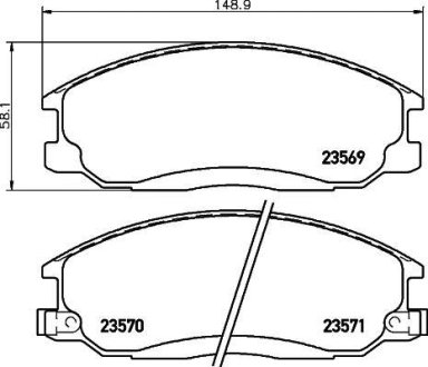 Колодки гальмівні дискові передні Hyundai Santa Fe 01-06)/Ssang Yong Actyon, Kyron, Rexton 2.0, 2.4, 2.7 (05-) NISSHINBO NP6007