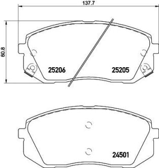 Колодки гальмівні дискові передні Hyundai i40, ix35 1.6, 1.7, 2.0 (11-)/Kia Sportage 2.0, 2.7 (04-) NISSHINBO NP6034