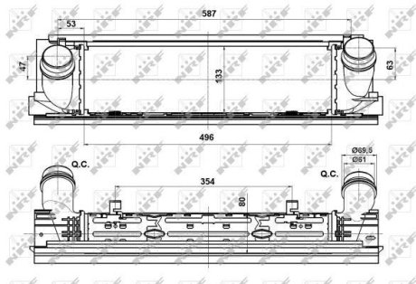 Радиатор интеркулера BMW 3 (F30/F80/F34/F31)/4 (F33/F83/F32/F82/F36) 1.5D-2.0D N13/N20/N47 11- NRF 30482