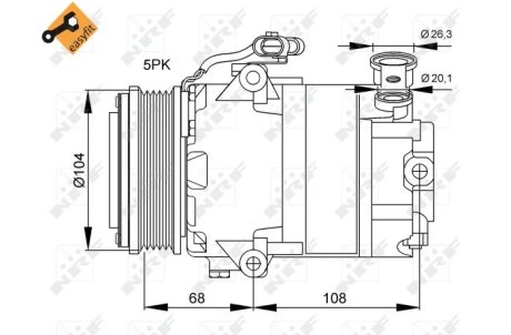 Компрессор кондиционера Opel Astra G1.6/1.8 16V 98-05 NRF 32082