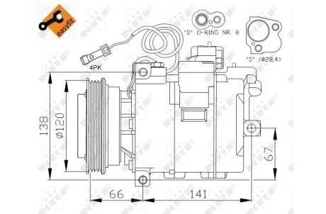 Компресор кондиціонера Audi A4/A6/Skoda Superb/VW Passat 1.6-2.0D 94- NRF 32104