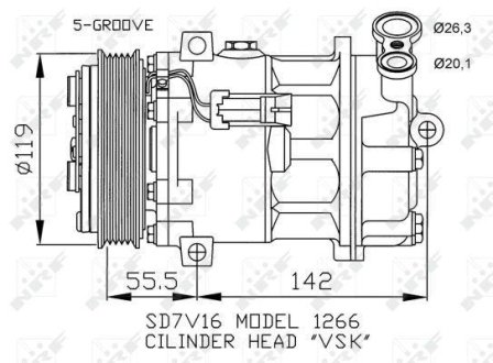 Компресор кондиціонера OPEL Vectra 1.8 02- (вир-во) NRF 32269