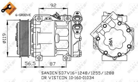 Компресор кондиціонера Ford Focus/C-Max 1.6TDCi 03-12/Mazda 3 1.6DI 04-09 NRF 32271