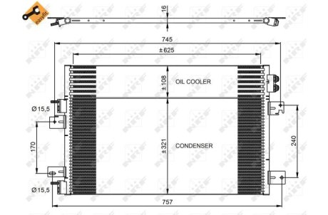 Радиатор кондиционера Jeep Compass/Patriot 2.0/2.4 06-/Dodge Avenger 2.4/2.7 07-14 NRF 350031