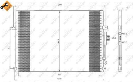 Конденсатор кондиціонера JEEP Grand Cherokee 2.7D 99- (вир-во) NRF 35275